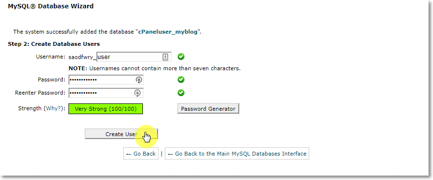 Creating Database user on cPanel 1 Creating Database user on cPanel