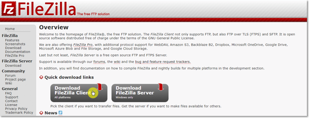 Downloading Filezilla Downloading Filezilla