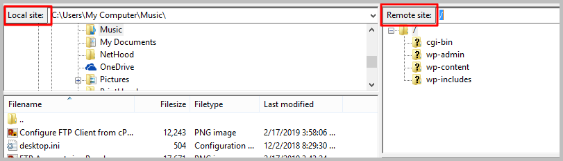 FTP Local Site vs Remote Site FTP Local Site vs Remote Site