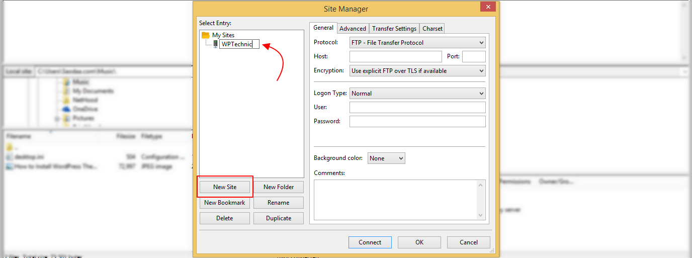 FTP Site Manager New SIte FTP Site Manager New SIte