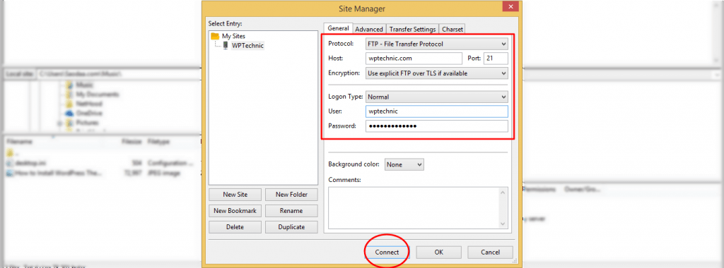 FTP Site Manager Site Information FTP Site Manager Site Information