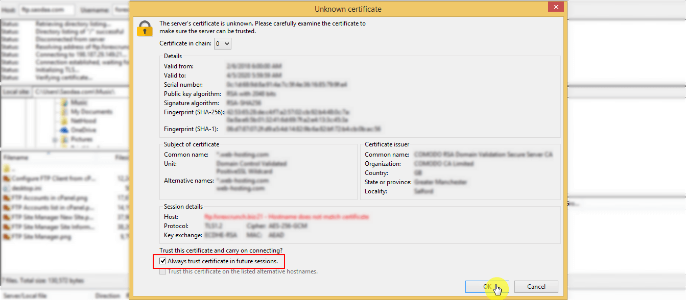 FTP Trust Certificate FTP Trust Certificate
