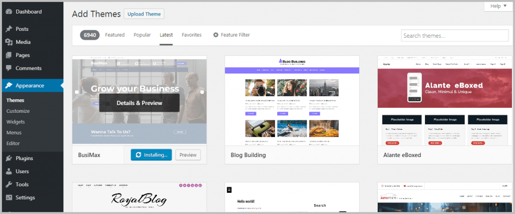 Installing WordPress Theme Installing Installing WordPress Theme - Installing