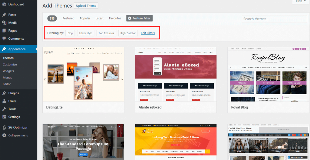 Installing WordPress Theme Search Result Installing WordPress Theme - Search Result
