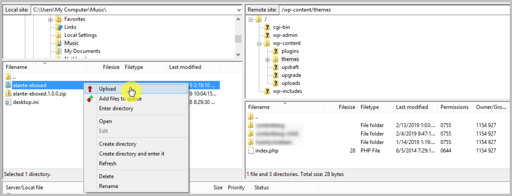 Uploading WordPress theme using FTP Uploading WordPress theme using FTP