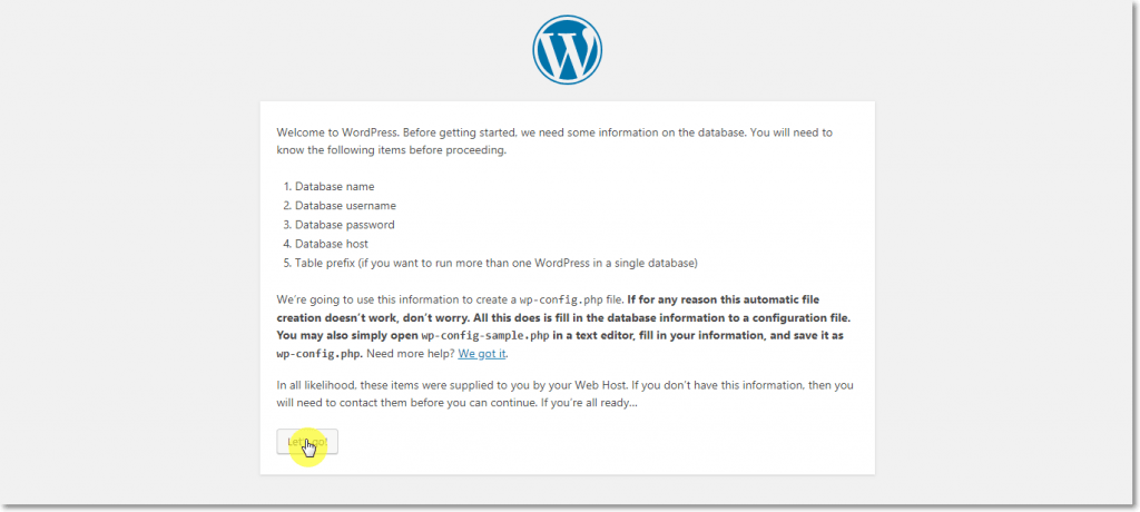 WordPress Installation 2nd Page WordPress Installation 2nd Page