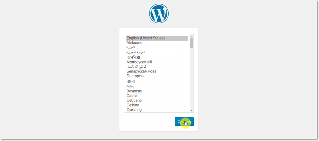 WordPress Installation Page WordPress Installation Page