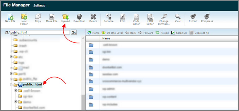 cPanel File Manager Upload files cPanel File Manager Upload files