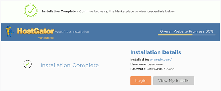 Hostgator WordPress Install Success Hostgator WordPress Install Success