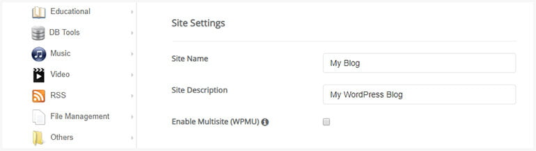 Installing WordPress using Softacolous Site Settings Installing WordPress using Softacolous Site Settings