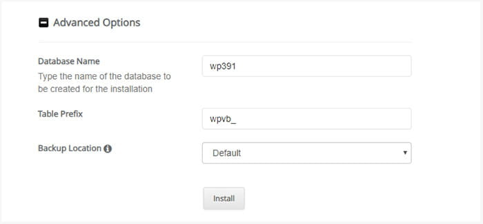 Softaculous Installer Advanced options Softaculous Installer Advanced options