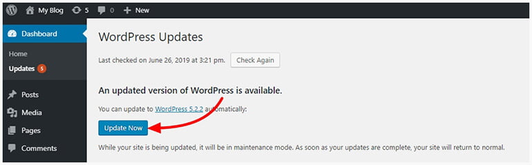 Updating WordPress from Dashboard Updating WordPress from Dashboard
