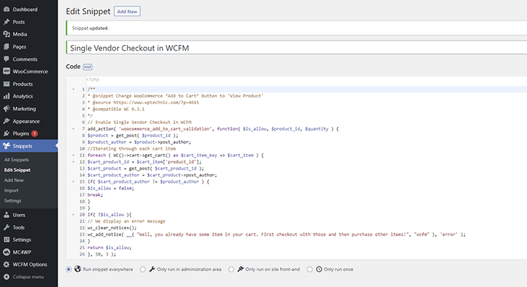 single vendor checkout in wcfm phpsnippet single vendor checkout in wcfm phpsnippet