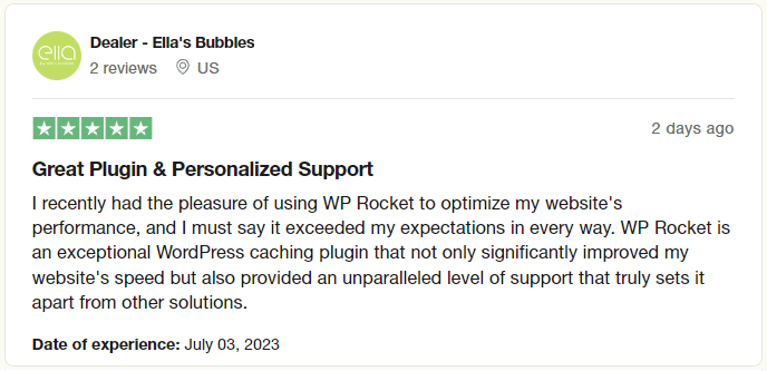 WP Rocket Reviews User review1 on TP WP Rocket Reviews User review1 on TP